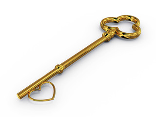 Gold key to access with heart