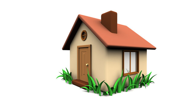 home with grass 3d