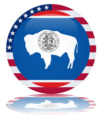 Wyoming State Round Flag Button (USA America Vector Web)