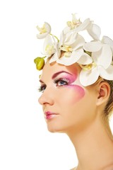 Beautiful woman with creative make-up