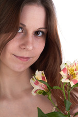 Young woman with flowers