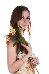 Young woman with flowers