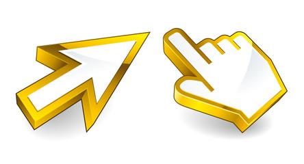 Gold arrow and hand cursors
