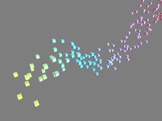 grauer Hintergrund mit bunten Würfeln