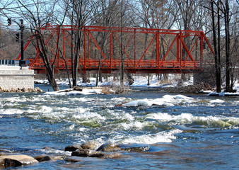 Wrought iron truss bridge, river view