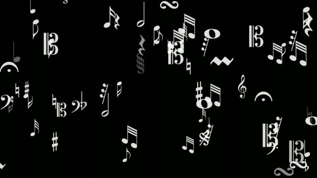 music notes area white on black