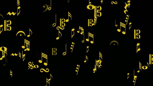 music notes area gold on black