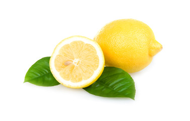 Ripe Yellow Lemons Isolated over White