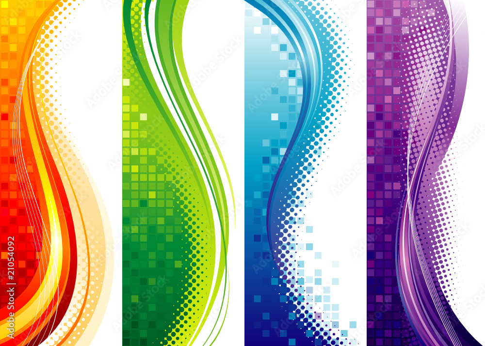 Poster design set of vertical modern backgrounds, vector layered.