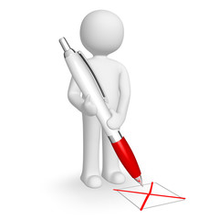 Mann mit Kugelschreiber_ankreuzend