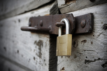 New lock and old wooden door