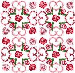 seamless background with hearts and roses
