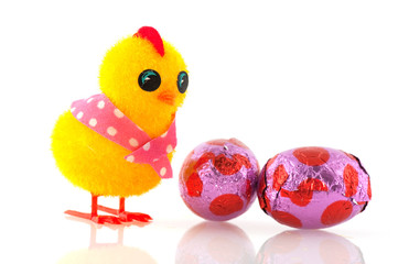 Easter chick with eggs