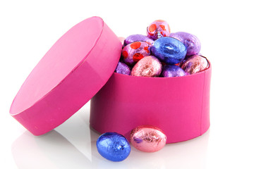 Pink box with easter eggs