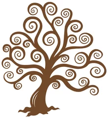 Peel and stick wall murals For kids Stylized brown tree silhouette