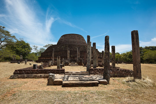 Ancient Buddhist dagoba (stupe) Pabula Vihara.  Sri Lanka