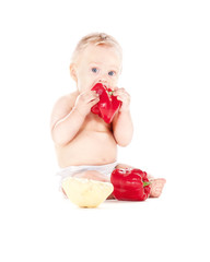 baby boy with vegetables