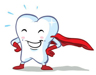 vector happy superhero tooth - part of a series!