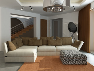 interior of modern living-room. 3D render