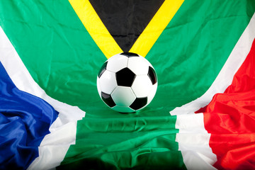 Fototapeta premium football on a southafrican flag