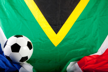 football on a southafrican flag