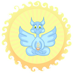 Yoga dragon with tea