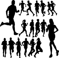 running people set vector