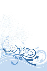 Fototapeta na wymiar Dragonfly Background Blue Ornament
