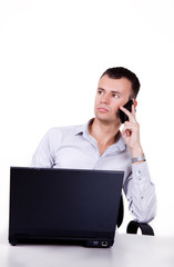 young man calling by phone