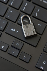 The iron lock on the laptop keyboard