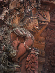 Beautiful carvings at Banteay Srei temple, in Angkor Wat