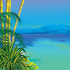 Fototapeta na wymiar Tropical beach. Vector art-illustration.