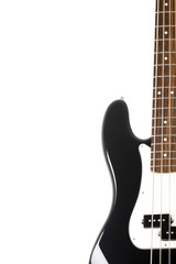 black and white precision bass guitar isolated on white