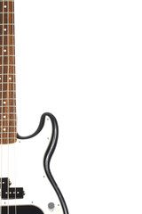 Beautiful black and white precision bass guitar isolated