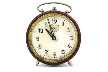 Old clock on white background