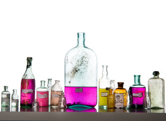 Magic spells in antique bottles