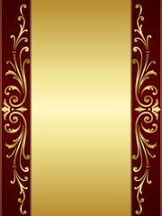Vintage scroll background in red golden