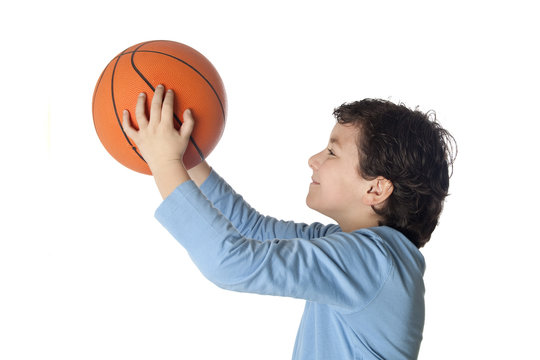 Beautiful Child With Basket Ball Shooting