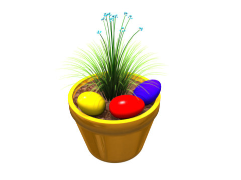 Ostereier im Blumentopf