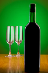 Wine against colour gradient background