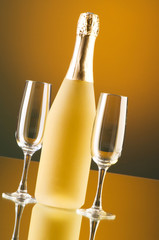Champagne against color gradient background