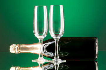 Champagne against color gradient background