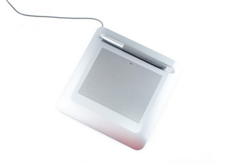 digital tablet whith pen on the white