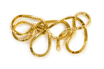 Golden chain isolated on the white background