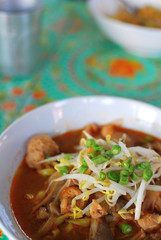 Thai style vegetarian tom yam noodles