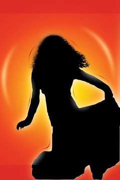 Girl spinning silhouette