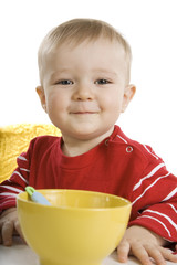 Boy eating breakfast