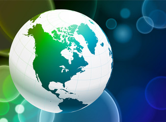 Globe on Abstract Color Background