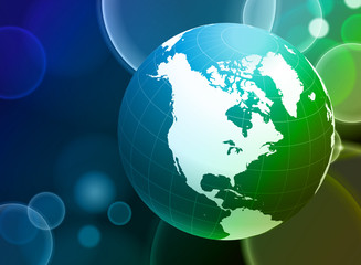 Fototapeta na wymiar Globe on Abstract Color Background