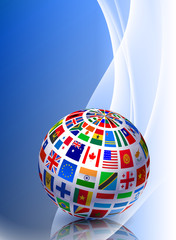 Flag Globe on Abstract Color Background